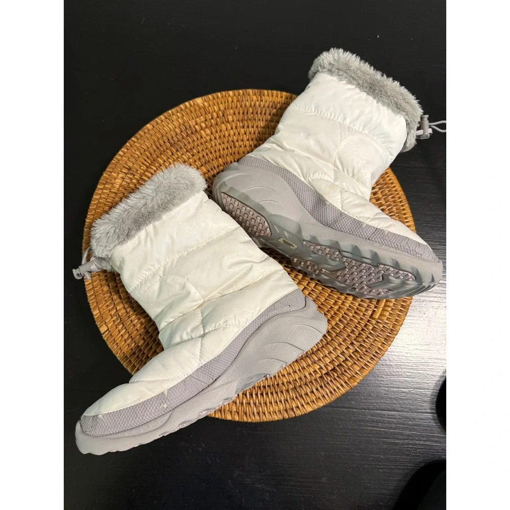 The North Face Nuptse 700 Down Winter Boots White Faux Fur Trim Puffer Boots